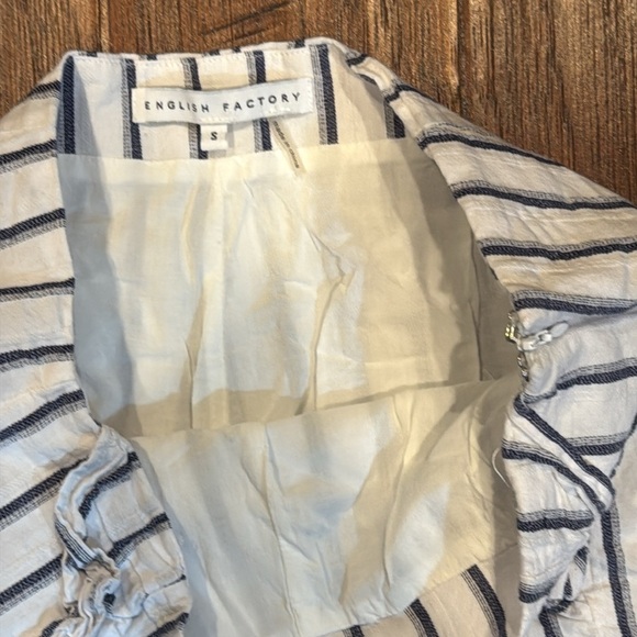 Small - English Factory High Waist Blue and White Shorts - Picture 5 of 12